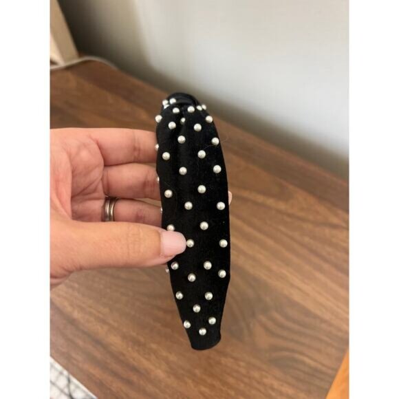 NEW Lele Sadoughi Imitation Pearl Headband Women's Black One Size - Picture 4 of 6